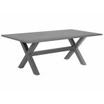 Beliani ? table de jardin repas 200 x 105 cm ? aluminium gris mat ? 6 places ? r�sistante aux uv et � ...