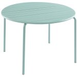 Table de jardin ronde d. 110 cm en m�tal - vert amande - mirmande de mylia