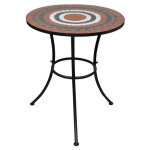Table de jardin ronde c�ramique orange et m�tal noir keani