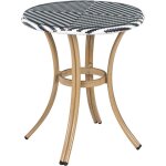 Table de jardin ou terrasse type bistro ronde 70 cm motifs noirs et blancs en rotin design moderne et ...