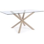 Bizzotto - table  manger 160x90x76 cm en verre et acier effet bois - kromi