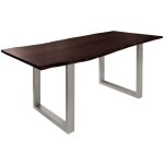 Massivmoebel24 - table  manger 200x100 acacia laqu brun / gris mat freeform