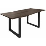 Massivmoebel24 - table  manger 200x100 acacia laqu gris taupe / anthracite mat freeform