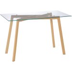 Table � manger 4 personnes, 120 x 60 x 76 cm, table de cuisine, plateau en verre tremp� et pieds en acier, ...