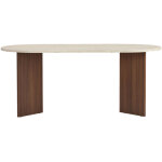 Table � manger 8 personnes ovale en bois et effet travertin - beige - sam