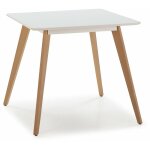 Table � manger aroa blanche, pieds en bois de h�tre, 80x80 cm