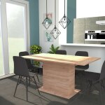 Le quai des affaires - table � manger carla + 1 rallonge - 10 personnes / d�cor ch�ne blanchi / 160x90x77 ...