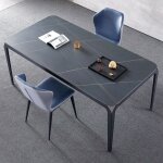 Table � manger c�ramique effet marbre noir bexter, c�ramique, m�tal, rectangulaire, style contemporain, ...