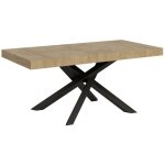 Table � manger design ch�ne clair et pieds entrelac�s anthracite 160 cm artemis