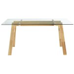 Miliboo - table � manger design en verre transparent et bois clair l160 cm bacco
