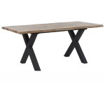 Table à manger extensible 140 / 180 x 90 cm effet bois foncé et métal pour intérieur de style moderne ... Table à manger extensible 140 / 180 x 90 cm effet bois foncé et métal pour intérieur de style moderne ...