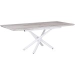 Beliani - table  manger extensible 160 / 200 x 90 cm plateau effet marbre et pieds acier blanc design ...
