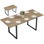 Table � manger extensible 6 - 8 personnes, 140 - 180 cm, table rectangulaire en bois naturel et noir ...