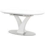 Table à manger extensible - 6 à 8 personnes - mdf et métal inoxydable - blanc laqué - talara Table à manger extensible - 6 à 8 personnes - mdf et métal inoxydable - blanc laqué - talara