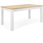 Altri - table a manger extensible bergen - d�cor chene artisan et blanc - rallonge 55 cm - jusqu'a 12 ...