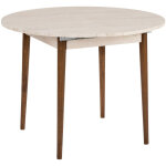 Table � manger extensible en bois  viona  100 x 100 x 75 cm - travertin