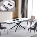 Table à manger extensible céramique aspect marbre silam, céramique aspect marbre, métal, ovale, style ... Table à manger extensible céramique aspect marbre silam, céramique aspect marbre, métal, ovale, style ...