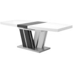 Vente - unique - table � manger extensible noami ii - 6 � 8 personnes - mdf laqu� gris et blanc