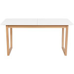 Miliboo - table  manger extensible rectangulaire rallonges intgres finition blanc et bois clair chne ...