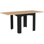 Table  manger extensible rectangle dona 4 - 8 personnes noire plateau faon htre 80 - 160 cm