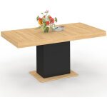 Table � manger extensible rectangle eden 4 - 6 personnes bois et noir 120 - 160 cm