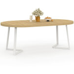 Table � manger extensible ronde selma 4 - 10 personnes bois et blanc 110 - 200 cm