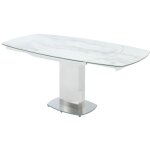 Vente - unique - table � manger extensible talicia - 4 � 6 personnes - c�ramique et acier - effet marbre ...