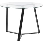 Beliani - table � manger moderne ronde glamour ? 100 cm 4 places en verre tremp� plateau noir kebri