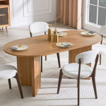 Table � manger ovale 180 cm style moderne noyer, 4 � 6 personnes, plateau effet bois, pour cuisine, salle ...