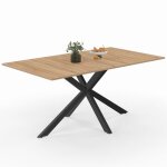 Idmarket ? table de salle � manger rectangle 160 cm ? 6 - 8 personnes ? bois m�lamin� et m�tal noir ? ...