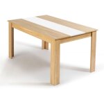 Idmarket ? table de salle � manger rectangle 6 personnes ? imitation h�tre et blanche ? dimensions 140 ...
