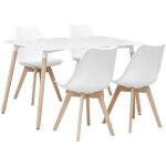 Sweeek - table  manger rectangulaire bois 120cm blanc - hedvig - 4 chaises. 4 places. scandinave. pieds ...