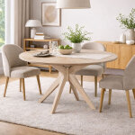 Table � manger ronde 120x75 cm ch�ne blanchit - lyxo