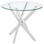 Vente - unique - table  manger ronde 2 personnes en verre tremp et mtal chrom - cosima