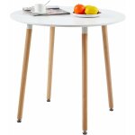Eggree - table � manger ronde moderne laqu�e blanc mat pour 2 � 4 personnes - pieds en h�tre - 80 x 80 ...