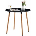 Eggree - table � manger ronde moderne laqu�e noir mat pour 2 � 4 personnes - pieds en h�tre - 80 x 80 ...