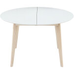 Table  manger scandinave ronde extensible blanc et bois l120 - 150 cm leena