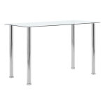 Table � manger verre transparent et pieds m�tal argent� ronjo 120 cm
