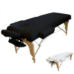 Table de massage 15 cm pliante 2 zones en bois avec panneau reiki + accessoires et housse de transport ...