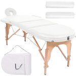 Table de massage pliable 4 cm d'�paisseur et 2 traversins blanc