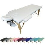 Table de massage pliante 2 zones en bois avec panneau reiki + accessoires et housse de transport - blanc ...