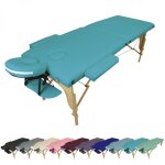 Table de massage pliante 2 zones en bois avec panneau reiki + accessoires et housse de transport - bleu ...