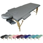 Table de massage pliante 2 zones en bois avec panneau reiki + accessoires et housse de transport - gris ...