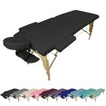 Table de massage pliante 2 zones en bois avec panneau reiki + accessoires et housse de transport - noir ...