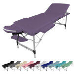 Table de massage pliante 3 zones en aluminium + accessoires et housse de transport - violet - vivezen ...