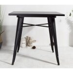 Kosmi - table style industriel en métal noir mat - 80x80 cm Kosmi - table style industriel en métal noir mat - 80x80 cm