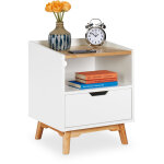 Relaxdays - table de nuit blanche, table de chevet, table lit, commode console, tiroir pieds scandinave ...