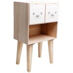 Table de nuit enfant en bois de paulownia et mdf ? dimensions l. 40 x l. 25 x h. 66 cm ? 2 tiroirs pour ...