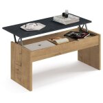 Table basse relevable en chêne et marbre pour salon, salle à manger, style moderne, rangement, 47 - 58 ... Table basse relevable en chêne et marbre pour salon, salle à manger, style moderne, rangement, 47 - 58 ...