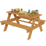 Table pique - nique enfant avec bancs - aiyaplay - cadre en bois massif - pour 3 � 8 ans - 90 x 35 x ...